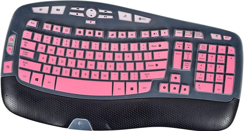 imComor Keyboard Cover for Logitech K350 MK570 MK550 Keyboard Cover Skin for Logitech K350 MK550 MK570 Wireless Wave Keyboard Skin Protector Accessories, Ombre Pink - Image 1